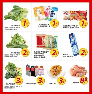 沃爾瑪及好又多門店推出 “1元、2元、3元、5元、8.8元、9.9元”等價位的400個 “均一價” 特惠商品